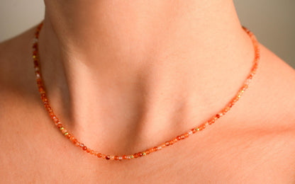 Small Bead Necklace Carnelian Crystal Beaded Choker Tiny Minimalist Necklace Beaded Gift for Girls Small Gift For Her Dainty Bead Necklace