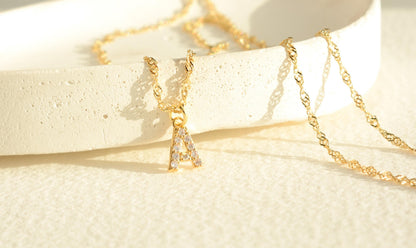 Personalized Tiny Letter Necklace Initial Diamond Necklace Gold Letter Pave Necklace Personalized Jewelry Gift for her Bridesmaid gift