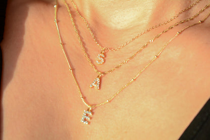 Personalized Tiny Letter Necklace Initial Diamond Necklace Gold Letter Pave Necklace Personalized Jewelry Gift for her Bridesmaid gift