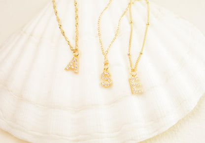 Personalized Tiny Letter Necklace Initial Diamond Necklace Gold Letter Pave Necklace Personalized Jewelry Gift for her Bridesmaid gift