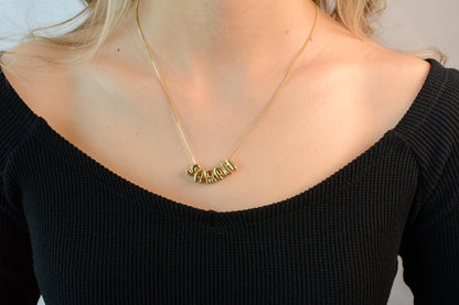 Custom Name Necklace Tiny Bubble Letters Necklace Diamond Gold Letters 3D Necklace Balloon Monogram Name Necklace Personalized Gift for Her