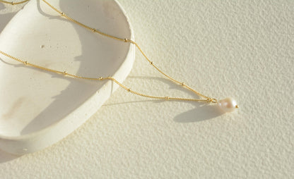 Dainty Pearl Necklace Gold Chain Drop Pearl Necklace Layering Minimalist Real Pearl Necklace Bridal Necklace Bridesmaid Gift For Her