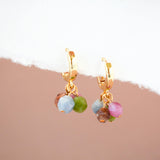 Gold Hoop Earring Dangle Gemstone Earring Huggies Gold Earring Mixed Colors Beaded Earring Gift for Mom Gift For Bridesmaid Valentines Gift