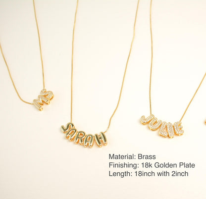 Custom Name Necklace Tiny Bubble Letters Necklace Diamond Gold Letters 3D Necklace Balloon Monogram Name Necklace Personalized Gift for Her