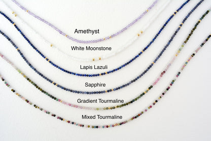 Amethyst Bead Necklace Tiny Bead Necklace Minimalist Crystal Necklace Purple Beaded Choker Dainty Small Bead Necklace Gemstone Gift for Her