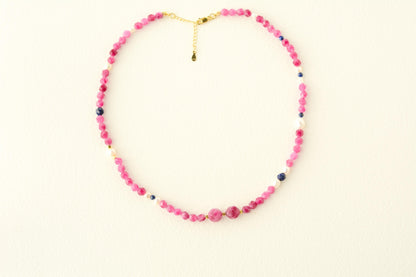 Chunky Beaded Necklace Pink Tourmaline Large Bead Necklace Layering Statement Beaded Necklace Gemstone Gift for Her Gift for Mom Necklace