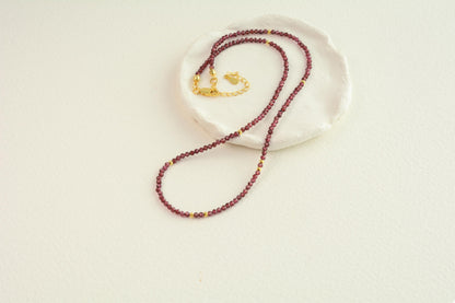 Small Bead Choker Red Garnet Gemstone Necklace Crystal Tiny Bead Choker Dainty Necklace Minimalist Valentines Gift for Her Birthday Gift