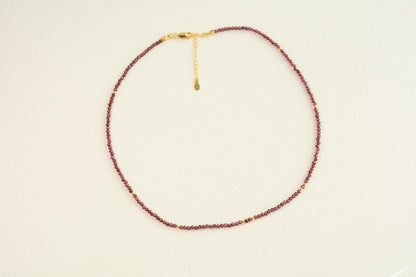 Small Bead Choker Red Garnet Gemstone Necklace Crystal Tiny Bead Choker Dainty Necklace Minimalist Valentines Gift for Her Birthday Gift