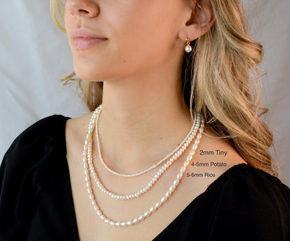 Pearl Necklace Beading Real Pearl Necklace Bridal Freshwater Pearl Necklace Natural Pearl Choker Small Pearl Necklace Dainty Gift for Mom