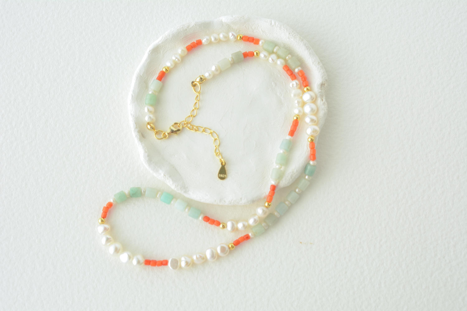 Colorful beaded necklace pearls mixed necklace gemstone dainty bead necklace summer choker beach jewelry layering necklace gift for her