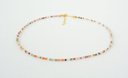 Tiny Rainbow Beaded Choker Mixed Bead Necklace Dainty Choker Colorful Small Bead Necklace Minimalist Necklace Gift for Her Gift for Friend