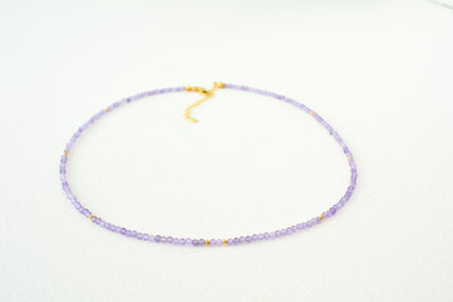 Amethyst Bead Necklace Tiny Bead Necklace Minimalist Crystal Necklace Purple Beaded Choker Dainty Small Bead Necklace Gemstone Gift for Her