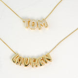 Custom Name Necklace Tiny Bubble Letters Necklace Diamond Gold Letters 3D Necklace Balloon Monogram Name Necklace Personalized Gift for Her