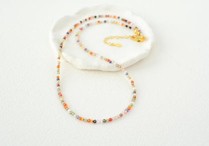Tiny Rainbow Beaded Choker Mixed Bead Necklace Dainty Choker Colorful Small Bead Necklace Minimalist Necklace Gift for Her Gift for Friend
