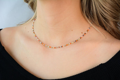 Tiny Rainbow Beaded Choker Mixed Bead Necklace Dainty Choker Colorful Small Bead Necklace Minimalist Necklace Gift for Her Gift for Friend