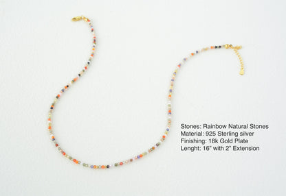 Tiny Rainbow Beaded Choker Mixed Bead Necklace Dainty Choker Colorful Small Bead Necklace Minimalist Necklace Gift for Her Gift for Friend