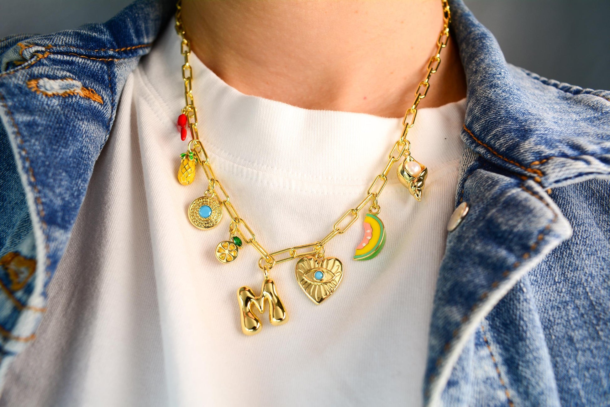 Custom Charm Necklace Build your own Charm Necklace Gold Personalized Necklace Ocean Charms Necklace Lucky Charms Jewelry Gift for Her