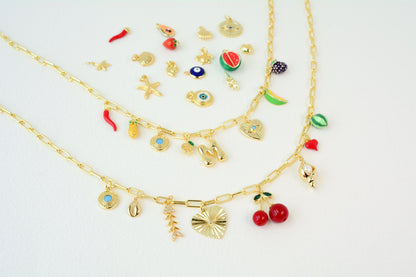 Custom Charm Necklace Build your own Charm Necklace Gold Personalized Necklace Ocean Charms Necklace Lucky Charms Jewelry Gift for Her