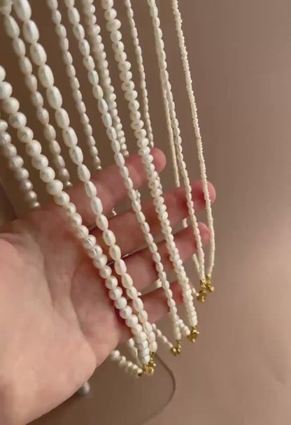 Pearl Necklace Beading Real Pearl Necklace Bridal Freshwater Pearl Necklace Natural Pearl Choker Small Pearl  Necklace Dainty Gift for Mom