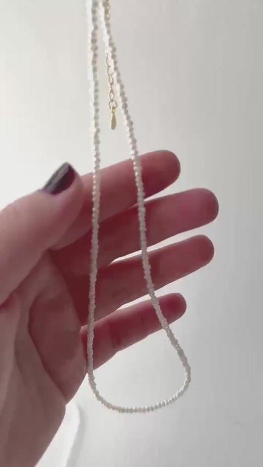 Dainty Choker Pearl Necklace Tiny Pearls Necklace Small Pearls 2 3 mm Seed Layering Necklace Thin Pearl Choker Elegant Gift for Her