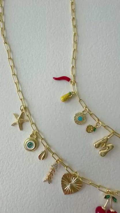 Custom Charm Necklace Build your own Charm Necklace Gold Personalized Necklace Ocean Charms Necklace Lucky Charms Jewelry Gift for Her