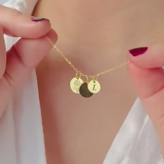 Family Birthflower Necklace Tiny Multiple Birth Flower Necklace Personalized Gift Gold Birth Month Necklace Gift for Mother Day Gift for Her