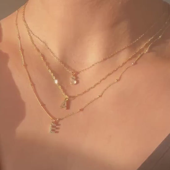 Personalized Tiny Letter Necklace Initial Diamond Necklace Gold Letter Pave Necklace Personalized Jewelry Gift for her Bridesmaid gift