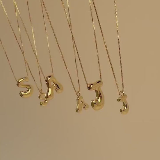 Initial Necklace Custom Letter Bubble Necklace 3D Gold Initial Monogram Necklace Balloon letters Personalized gift for her