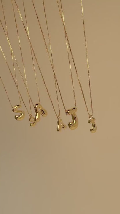 Initial Necklace Custom Letter Bubble Necklace 3D Gold Initial Monogram Necklace Balloon letters Personalized gift for her