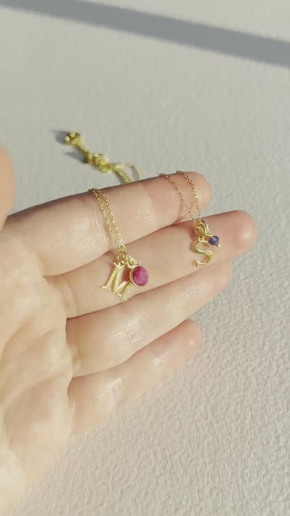 Gold Initial Necklace Custom Birthstone Necklace Dainty Tiny Letter Necklace Minimalist Chain Necklace Personalized Birthday Gift for Mom